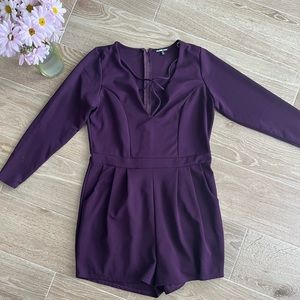 Dark Purple Long Sleeve Romper